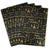 100 Sheets Black & Gold Birthday Tissue Paper - 20" X 14", Happy Birthday Design For Gift Bags & Parties