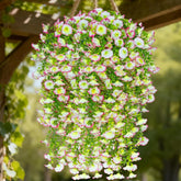 Artificial Faux Hanging Flowers Plants For Outdoor Outside Spring Summer Decor,4 Pcs Morning Glory Fake Flowers Silk Uv Resistant Realistic For Planter Front Porch Patio Garden Balcony?White Pink?