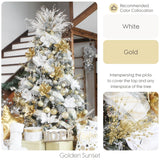 24-Pack Artificial Glitter Berry Stem Ornaments, Decorative Bead Sticks, Glittery Twigs, Picks, Branches For Christmas Tree, Small Vase, Holiday, Wedding, Party (17 Inches, Gold)
