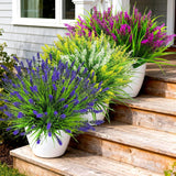 Artificial Plants Outdoor, 22 Pcs Fake Flowers Uv Resistant Outdoor Artificial Lavender Flowers, Plastic Faux Plants For Porch Garden Planter Yard Window Box