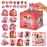 42 Pack Pet Valentine'S Day Card Set For Kids With Diy Box, Dog And Cat Designs, For School Classroom Exchanges, Boys And Girls Valentine'S Day Gifts(1 Mailbox, 42 Cards, 42 Stickers