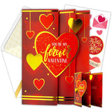 Gold Foiled 5X7In Individual Valentine Card For Husband Set With Multi-Layered Design, Envelope And Stickers, For Wife, Romantic Partner, With Printed Message Inside - Gifting, Mailing