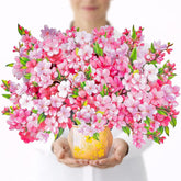 Cherry Blossoom Pop Up Card, 15.5 Inches Real Size Display 3D Valentine Greeting Card, Paper Flower Bouquet, Gift For Valentines Day, Birthday, Mothers Day, Includes Envelope & Message Note