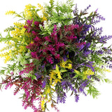 24 Bundles Flowers Outdoor Plants Fake Lavender Plant Artificial Greenery Decoration Uv Resistant Plastic Faux Flowers For Home Garden Porch Courtyard Outdoor Indoor