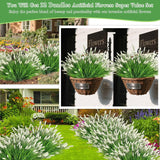 32 Bundles Artificial Lavender Plants Outdoor - Faux Lavender With Monkey Grass Uv Resistant Fake Flowers For Garden Patio Window Hanging Baskets Decor Planter Pathway Front Porch(White)