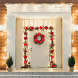 48 Pcs Fake Poinsettia Glitter Flowers And Berry Stems Artificial Red Christmas Flower With Clips Decoration For Xmas Tree Ornaments Party Wreath Decor (Red)