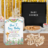 Fiesta Mexican Baby Shower, Don'T Say Baby Game For Baby Shower (One Sign With 50 Mini Clothespins), Fiesta Mexican Theme Baby Shower Decorations, Gender Reveal Game-Dsbb13