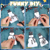 3Pcs Christmas Snowman Wooden Decorations Black White Wood Centerpiece With Plaid Ribbon Xmas Tiered Tray Decor Rustic Blocks For Home Mantel Fireplace Tabletop