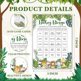Safari Animals Baby Shower Games Card Set, Includes Baby Word Scramble, Baby Trivia, Baby Predictions And Advice, Baby Shower Bingo, Baby Shower Gender Reveal Party Decoration Favors, Set Of 50 -01