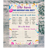 Who Knows The Birthday Girl Best Game, Themed Birthday Party Ideas, Fun Game For Sleepover, Play Pack Of 30 Cards 5”X7”. Made In Usa