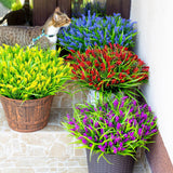 Artificial Flowers For Outdoors Plants - 20 Bundles Fake Lavender Plastic Faux Monkey Grass Uv Resistant For Home Decorations (20, Red)
