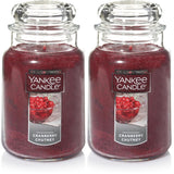 Yankee Candle Cranberry Chutney Scented, Classic 22oz Large Jar Single Wick Candle, Over 110 Hours of Burn Time (Pack of 2)