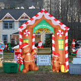 9.97 Ft Inflatable Christmas Arch Outdoor Decoration Blow Up Gingerbread Man Cookie House And Peppermint Decor With Led