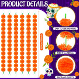 6 Pcs - 5 Feet Marigold Garland Indian American Wedding Party Mantle Decoration, Dia De Los Muertos Faux Garlands Diwali Decoration, Spring Bush Floral ?Dark Orange?