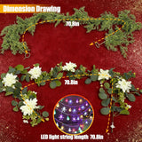 5.9 Ft Artificial Flower Garland With Lights, Artificial Norfolk Garland, Faux Christmas Greenery Touched Like Real Needles Pine For Arch Table Centerpieces Home Wedding Decorations