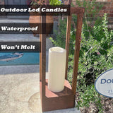 Large Flameless Candles 4’’ X 10’’ Outdoor Waterproof Led Battery Operated Candles Flickering Plastic Resin Pillar Candles With Timer,Electric Lights For Home Indoor Lantern Patio Garden,2 Pack,Ivory