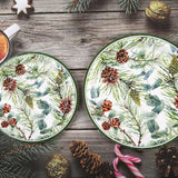 48Pcs Christmas Party Plates Winter Pine Cones Paper Plates 9 Inch 7 Inch Watercolor Pine Branches Cones Eucalyptus Disposable Round Dinner Dessert Plate For Xmas Holiday Party Supplies