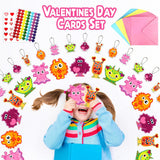 Valentines Cards For Kids, 30 Pack Monster Valentines Day Cards With Cute Monster Pendant Gifts & Envelopes - Exchange Gifts For School Classroom