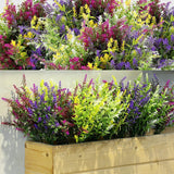 24 Bundles Flowers Outdoor Plants Fake Lavender Plant Artificial Greenery Decoration Uv Resistant Plastic Faux Flowers For Home Garden Porch Courtyard Outdoor Indoor