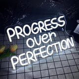 Progress Over Perfection Neon Sign LED Dimmable Motivational Wall Light for Classroom Office Bedroom Decor