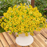 Artificial Fake Flowers Plants For Outdoors Outside Fall Autumn Decorations,Faux Mums Flowers Plants Silk Daisy Greenery Realistic Uv Resistant Planter Front Porch Patio Garden Home 16 Bundles?Yellow?