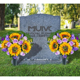 Artificial Cemetery Flowers - Memorial Flowers - Outdoor Grave Flower Decorations,Sympathy Flower With Vase - Rose Sunflower Hyacinth
