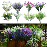 19 Bunches Fake Plants Outdoor, Fake Bushes Uv Resistant Artificial Lavender Flowers Greenery Shrubs Faux Greenery For Outdoor Garden Patio Front Porch Yard Decor