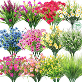 30 Bundles 12 Style Artificial Flowers For Outdoors Fake Silk Flowers Uv Resistant Faux Plastic Plants For Spring Summer Garden Porch Window Box Table Vase Home Indoor Outdoor Hanging Decoration