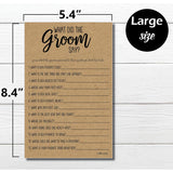 What Did The Groom Say Game - Kraft (50-Sheets) Rustic Bridal Wedding Shower Or Bachelorette Party Game, Printed Engagement Rehearsal (Large Size Sheets)