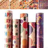Birthday Wrapping Paper, 5 Rolls Kraft Gift Wrap For Birthday, Party, Holiday, Baby Shower, Recyclable Wrapping Paper Girl Boy Kids Adult, 17 Inch X 9.8 Feet