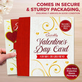 Foil & Glittery 5.5X8In Handmade Individual Valentines Day Card For Wife Or Girlfriend With Heart Cutout, Envelope & Stickers For Romantic Partner, Printed Message Inside, Gifting & Mailing