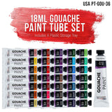 Professional 36-Color Gouache Paint Set In Large 18Ml Tubes & Color Mixing Wheel - Gouache Paint Tubes For Artists, Students, Beginners