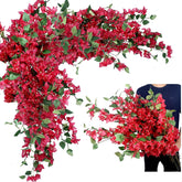 Pack Of 24 - Silk Bougainvillea Branches Artificial Flowers Stem Faux Bougainvillea Floral Hanging Vines For Home Wedding Centerpieces Table Vase Storefront Event Decor (Deep Pink - Pack Of 24)