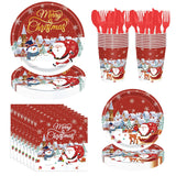168 Pcs Merry Christmas Disposable Dinnerware Sets,Christmas Paper Plates And Cups Napkins Forks,Tablewares Christmas Paper Plates Heavy Duty,Christmas Xmas Party Supplies Decor,Serve 24