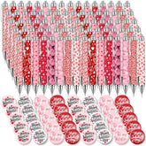 120Pcs Valentine'S Day Party Supplies 80 Ballpoint Pen 40 Pins For Romantic Valentines Day Prize Awards Party Favors Cartoon Retractable Gel Ink Pen Sweet Gifts