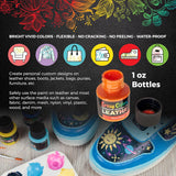Premium Acrylic Shoe & Leather Paint Kit 13-Color With 4 Brushes (1 Oz Bottles) - Acrylic Leather Paint For Shoes, Sneakers, Jackets, Bags, Purses, Furniture