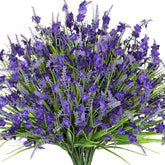12 Bundles Artificial Lavender Flowers For Outdoors Faux Silk Flowers Fake Monkey Grass Uv Resistant Greenery Plants For Home Porch Window Patio Hanging Planter Decor (12, Purple)