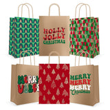 Easykart Kraft Gift Bags - 30 Christmas Goody Bags, 6 Designs, Classroom & Party Favors (9 X 7.3 X 3.3)