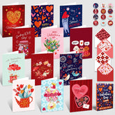 24 Pack 4X6In Valentine Cards For Adults & Kids With Envelopes And Stickers, 12 Assorted Designs Multipack For Family, Friends & Loved Ones, Printed Message - Hearts' Day, Gifting, Mailing
