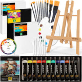 51 Pcs Acrylic Paint Set With Tabletop Easel, Painting Kit With 12 Acrylic Paints, Canvases, Brushes, Palette, Paper Pad, Art Supplies, Ideal Gift For Adults, Kids, Artists, Students