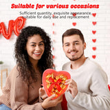 30 Pcs 22 Oz Valentine'S Day Heart Shaped Containers With Red Bows Plastic Heart Shaped Box With Clear Lid Food Storage Containers For Valentine Fruit Vegetable