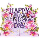 Happy Mothers Day Card, Mother'S Day Pop Up Card, 3D Orchids, For Mom, Wife, Grandma - 5" X 7" Cover - Includes Envelope And Note Tag