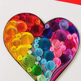 Quilling Cards, Handmade Card, Quilled Cards With Handmade Art Quilling Birthday Card For Women, Birthday Card, Mother... Colorful Heart Design (Heart 4)
