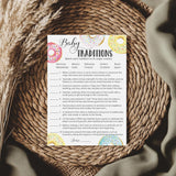 Donut Baby Shower Games — Baby Traditions Around The World Game — Pack Of 25 — Fun Facts Doughnut Theme Shower Activity Trivia Girl Or Boy Gender Neutral Pink Or Blue Couples Shower Reveal G850-Btw
