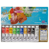 Holbein Duo Aqua Oil Compact Set of 10, 10ml tubes + 40ml Linseed Oil