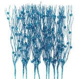 10 Pcs Artificial Glitter Berry Stems For Christmas Tree Picks Curly Sprays Faux Glitter Berry Branches Christmas Tree Twigs Filler Decorations Festival Wreath Supplies Table Centerpiece (Blue, 10)