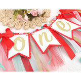 Christmas High Chair Banner - Red & Green, 1St Birthday Decoration For Girls, Tulle & Ribbon High Chair Decorations