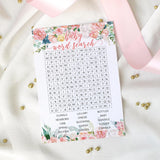 Baby In Bloom Baby Shower Word Search, Pink Floral Boho Girl Game Cards – 20 Count