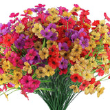 28 Bundles Artificial Flowers Outdoor Uv Resistant Fake Flowers Spring Faux Outdoor Plants Garden Porch Window Box Decorating (28, Red, Purple, Yellow, Rose Red)