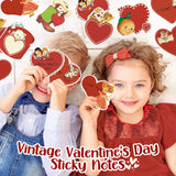 24 Packs Vintage Valentine'S Day Sticky Notes Retro Red Heart Self-Adhesive Writing Notepads Memo Pads Antique Victorian Style Office School Stationery Supplies Party Favors Classroom Exchange Gifts